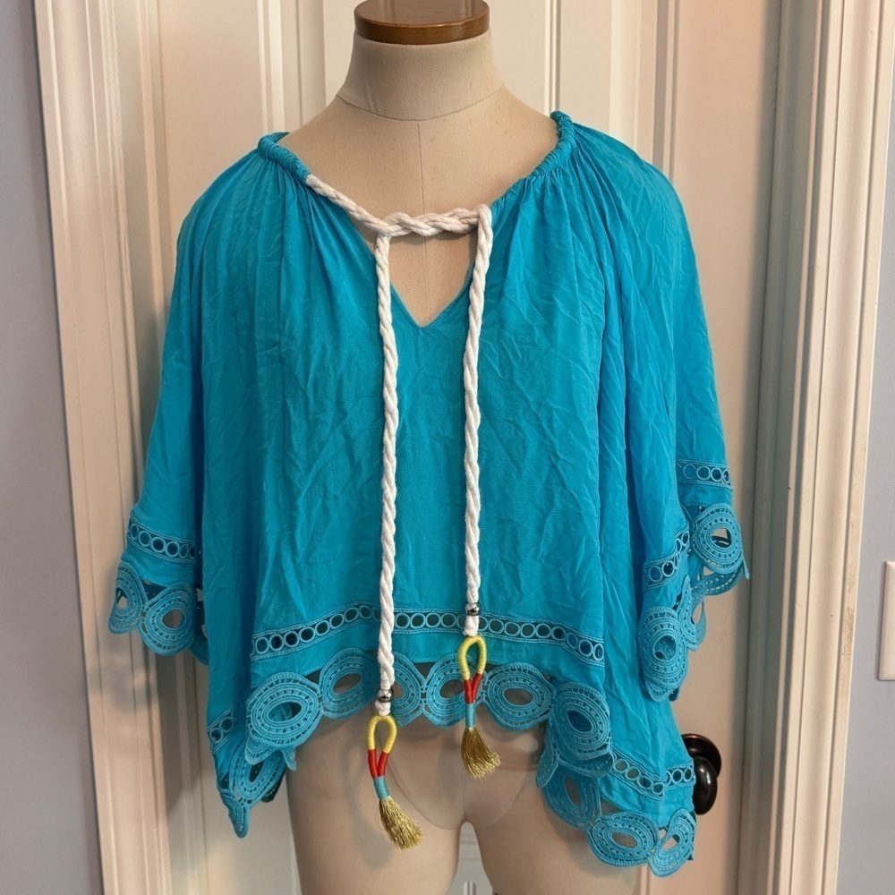 Ramy Brook XS / Small Blue Dimitri Blouse Top ~ Relaxed Fit Beach‎ Boho Casual
